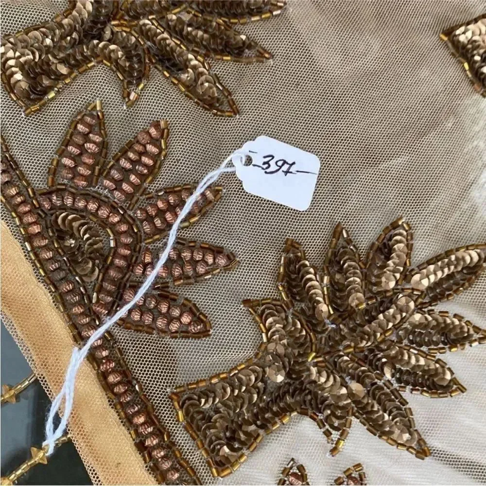 Elegant Brown and Gold  beaded Tablecloth, handmade in India 🇮🇳